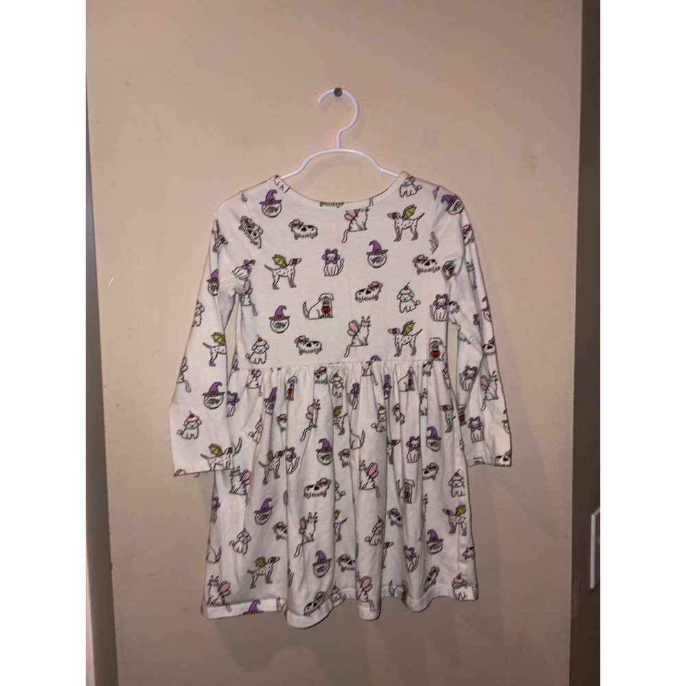 Cat & Jack Girls 5T Halloween Cats and Dogs Costume Print Long Sleeve Dress